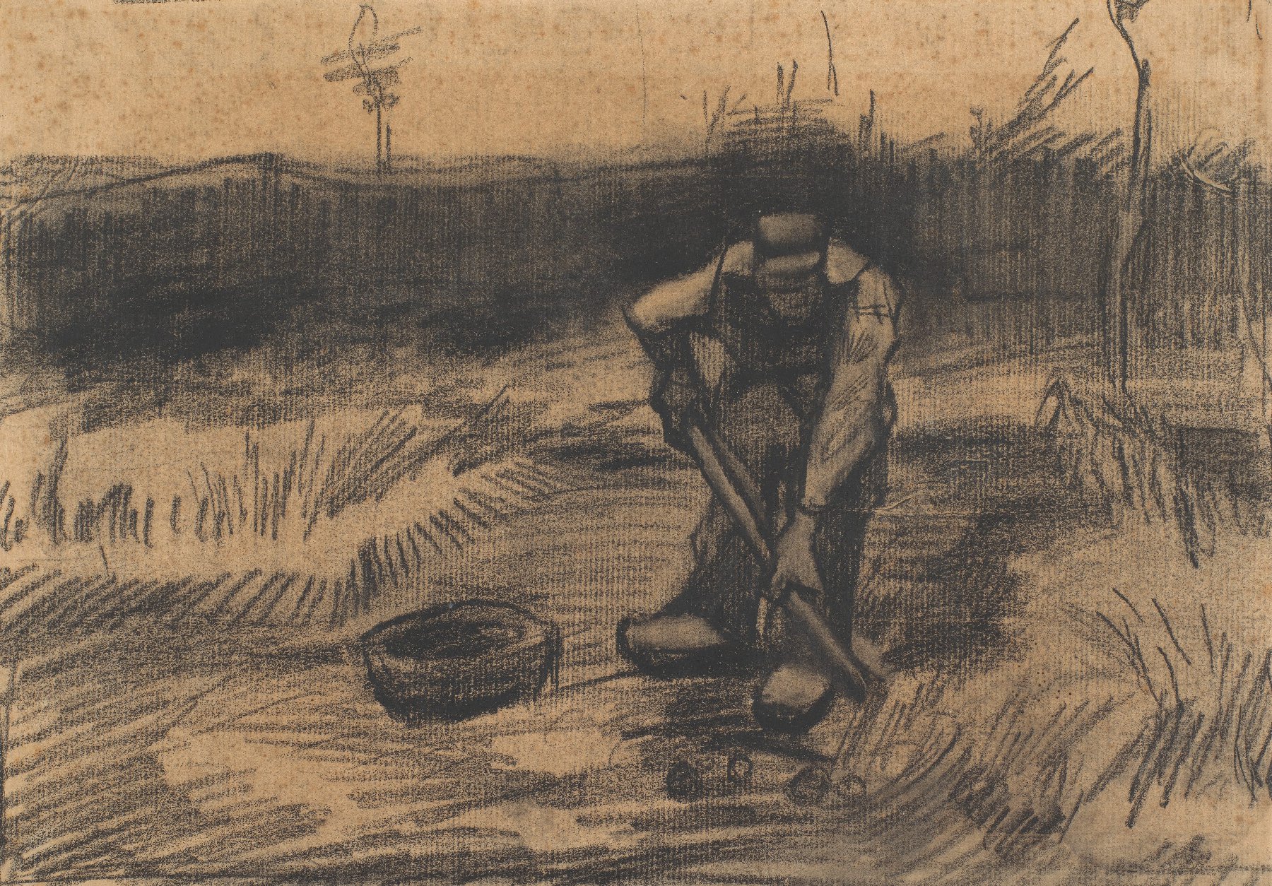 Aardappelrooiende boer Vincent van Gogh (1853 - 1890), Nuenen, mei-juni 1885