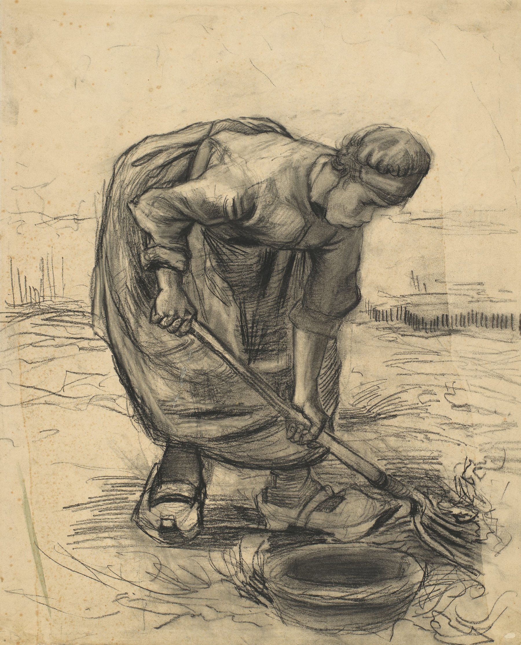 Aardappelrooiende boerin Vincent van Gogh (1853 - 1890), Nuenen, juli-september 1885