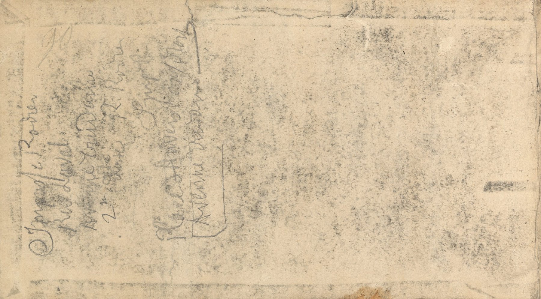 Binnenkant schutblad met notitie en afwrijving Vincent van Gogh (1853 - 1890), Parijs, februari-juni 1886