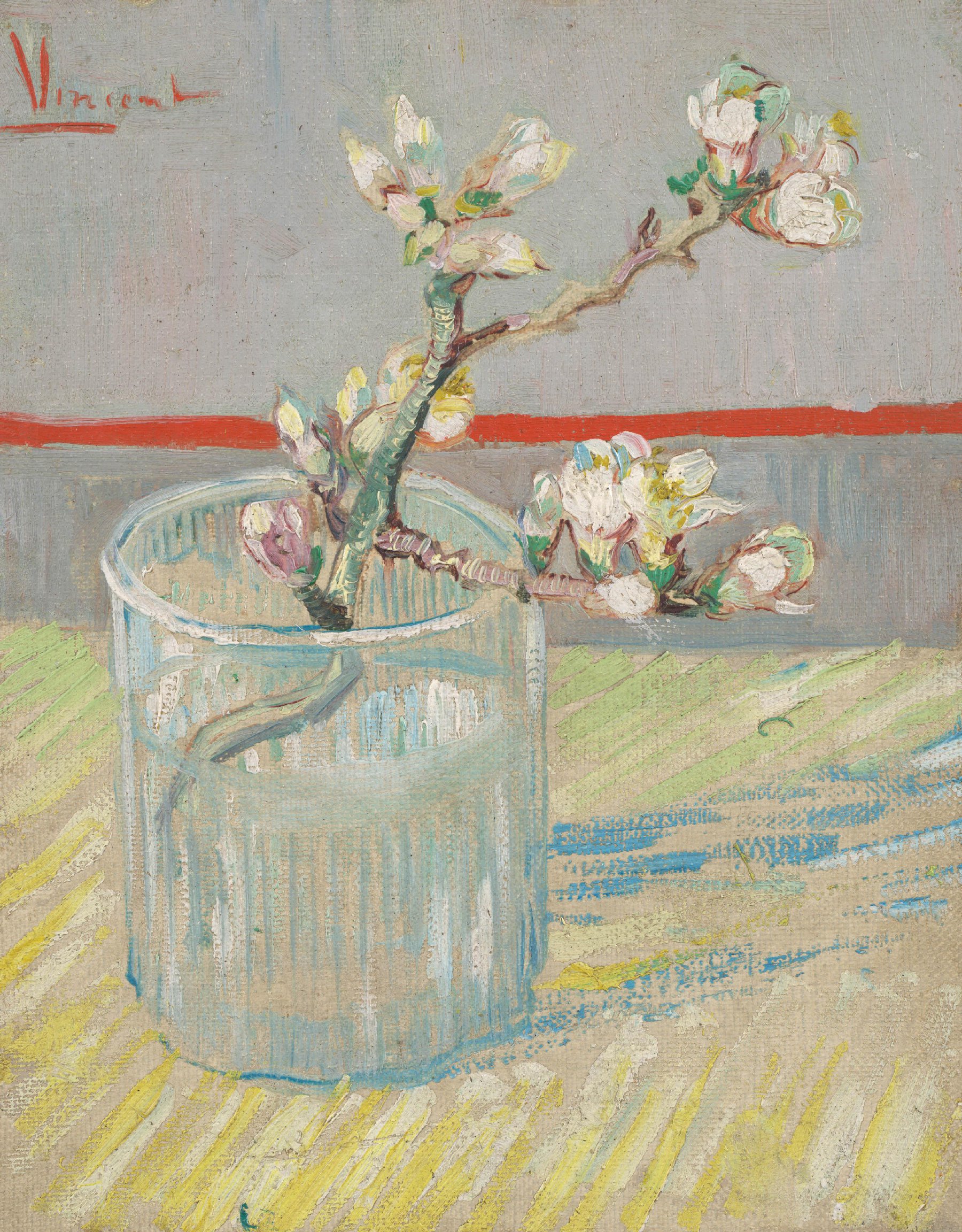 Bloeiend amandeltakje in een glas Vincent van Gogh (1853 - 1890), Arles, maart 1888