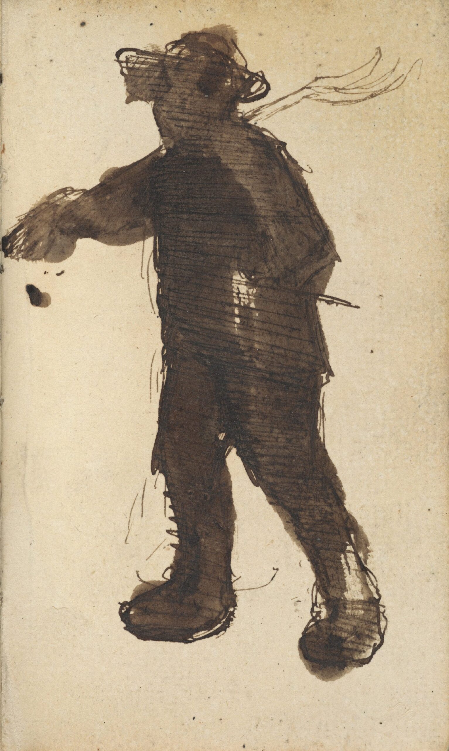 Boer met hooivork (in silhouet) Vincent van Gogh (1853 - 1890), Nuenen, november 1884-september 1885