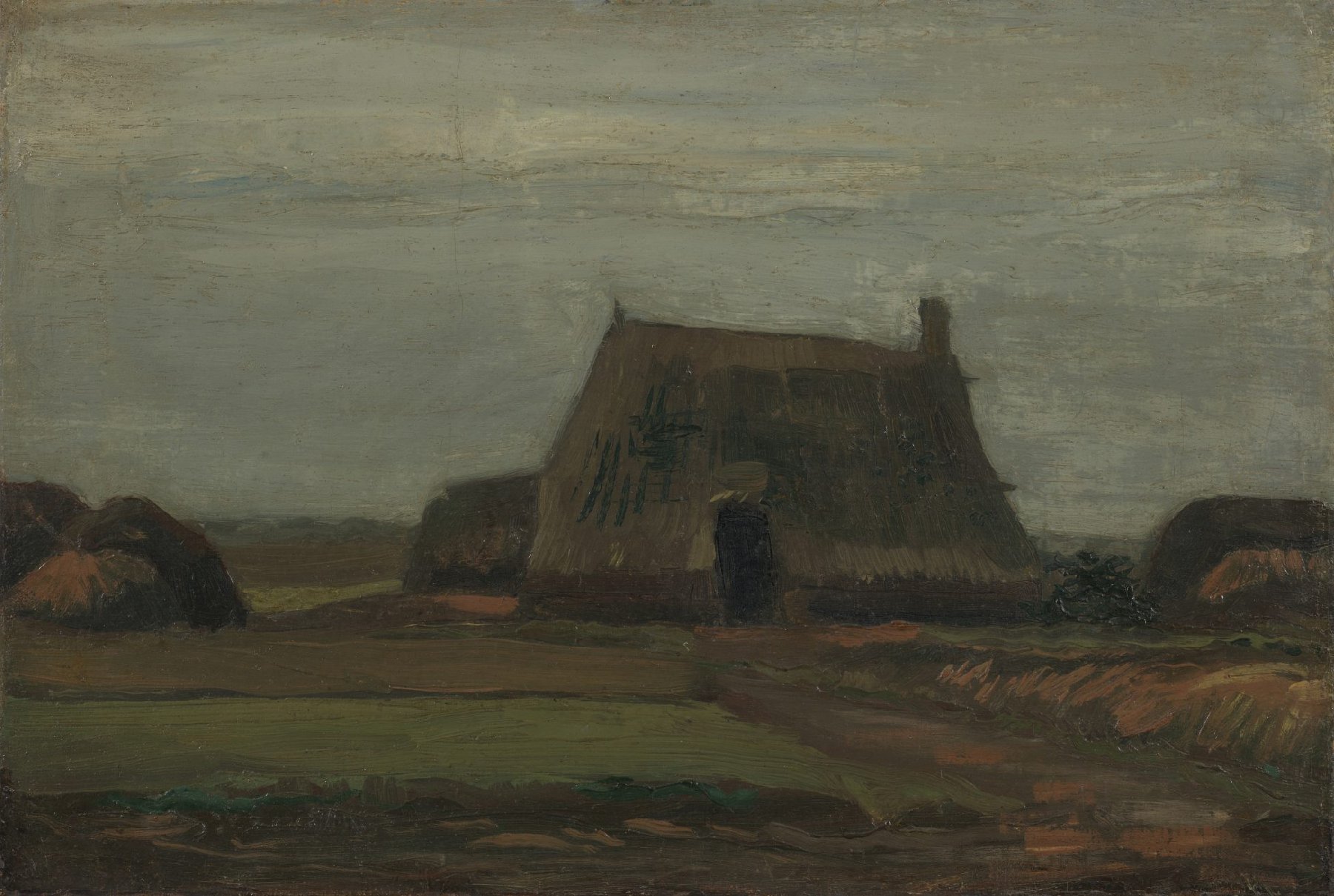 Boerderij met turfhopen Vincent van Gogh (1853 - 1890), Nieuw Amsterdam, oktober 1883