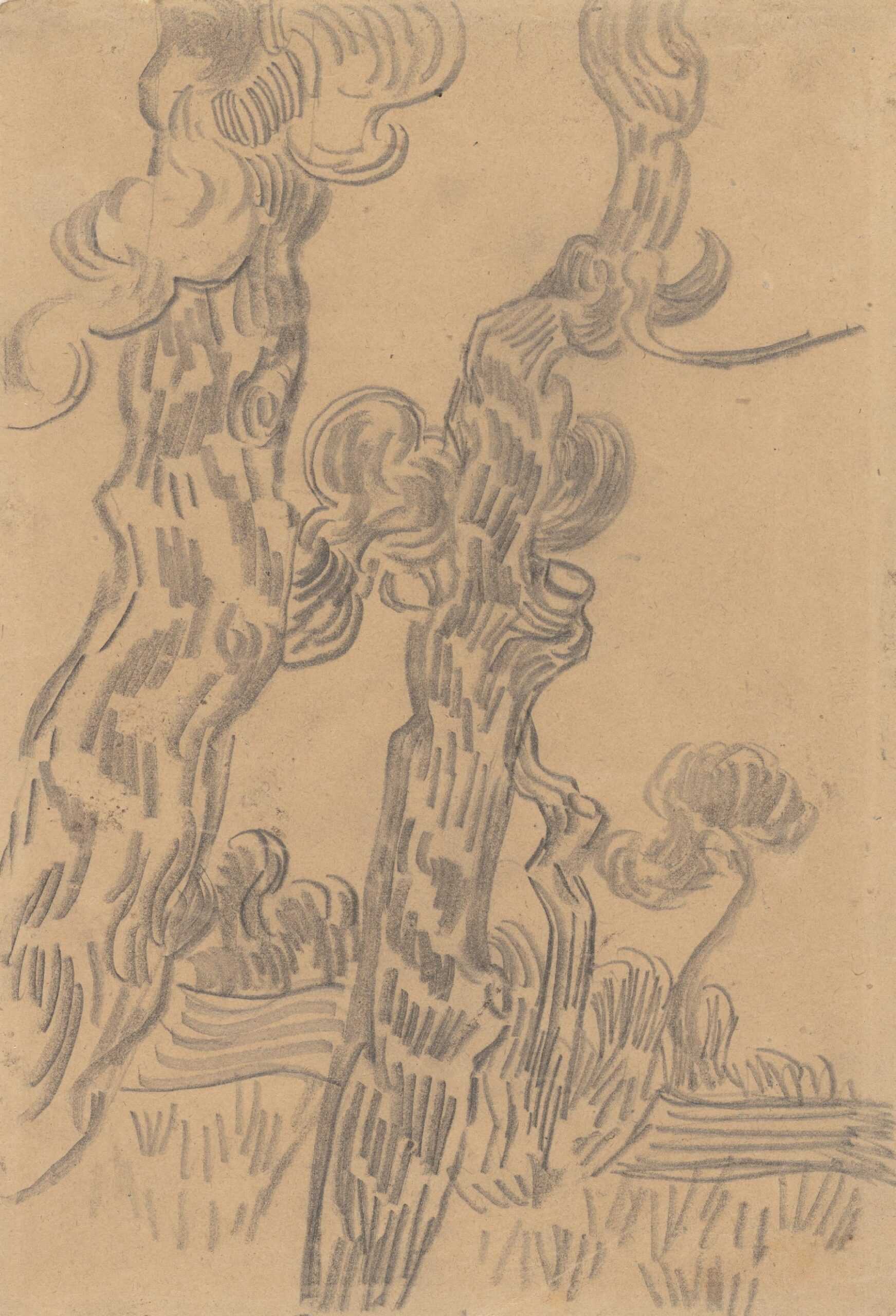 Bomen in de tuin van de inrichting Vincent van Gogh (1853 - 1890), Saint-Rémy-de-Provence, oktober 1889
