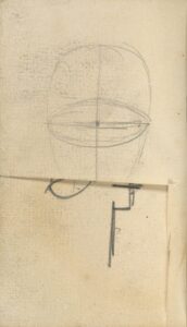 Contour van een hoofd met constructielijnen Vincent van Gogh (1853 - 1890), Nuenen, november 1884-september 1885