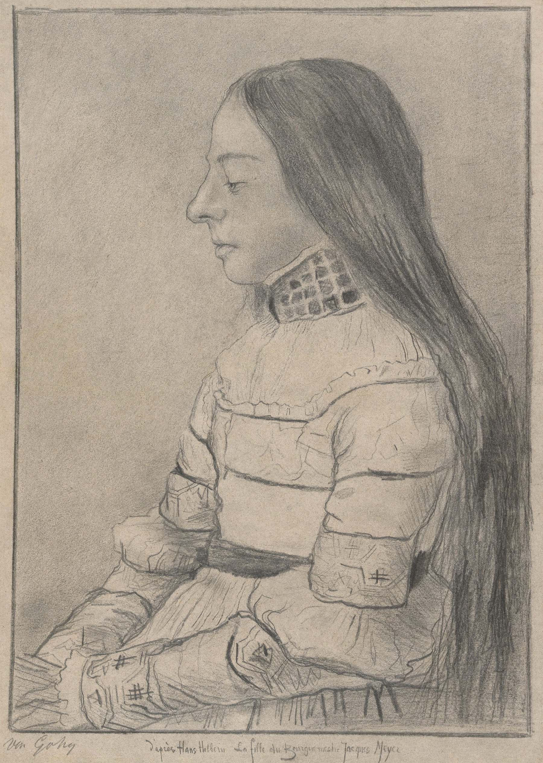 De dochter van Jacob Meyer (naar Bargue naar Holbein) Vincent van Gogh (1853 - 1890), Brussel, oktober 1880-april 1881
