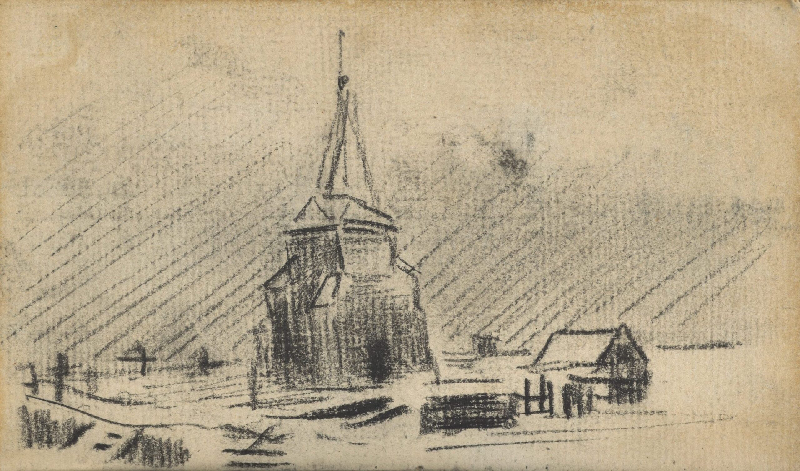 De oude kerktoren in de sneeuw Vincent van Gogh (1853 - 1890), Nuenen, december 1884-maart 1885