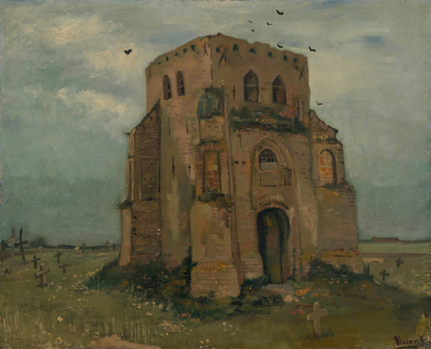 De oude kerktoren te Nuenen ('Het boerenkerkhof') Vincent van Gogh (1853 - 1890), Nuenen, mei-juni 1885