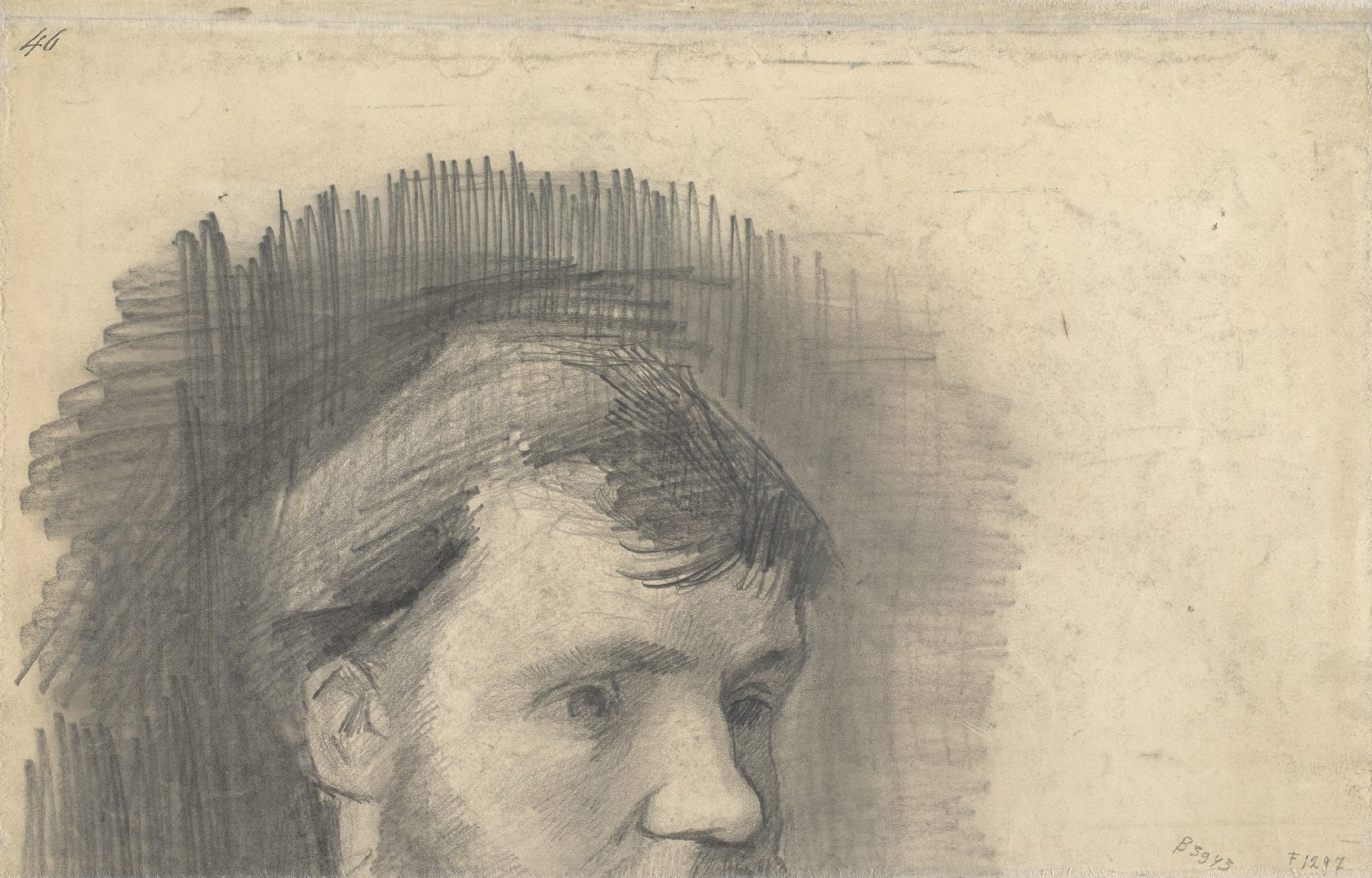 Deel van een portret van Anthon van Rappard Vincent van Gogh (1853 - 1890), Nuenen, oktober 1884