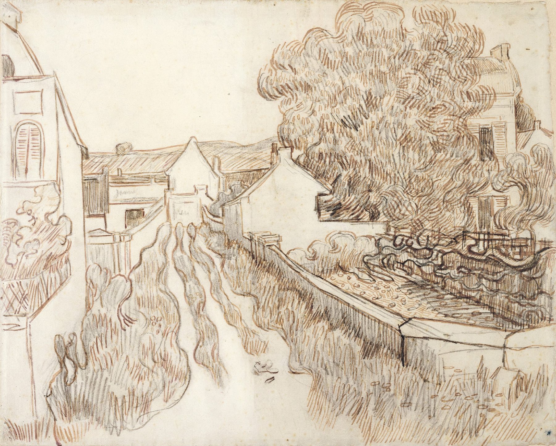 Doodlopende weg met huizen Vincent van Gogh (1853 - 1890), Auvers-sur-Oise, mei-juni 1890