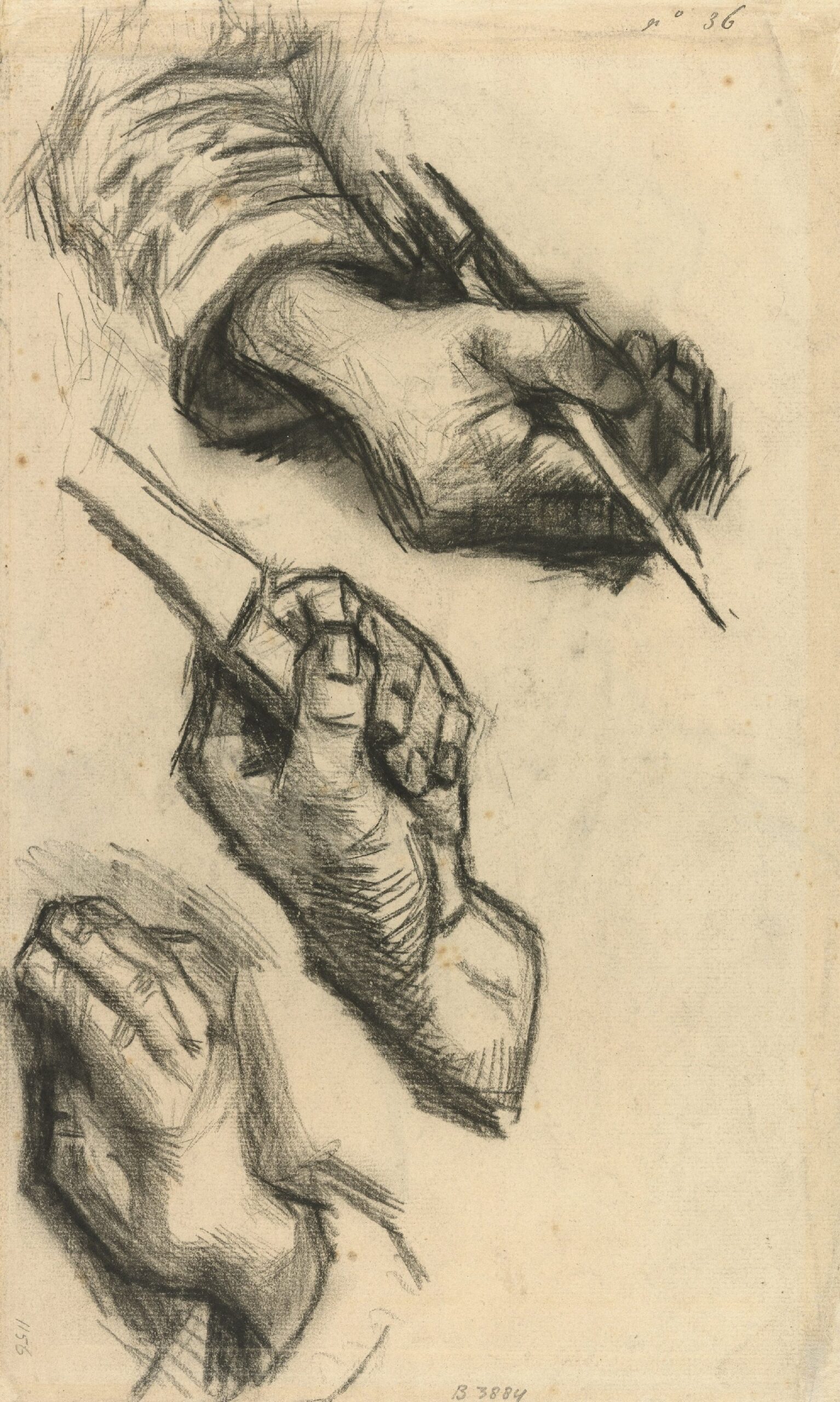 Drie handen, twee met mes Vincent van Gogh (1853 - 1890), Nuenen, december 1884-mei 1885