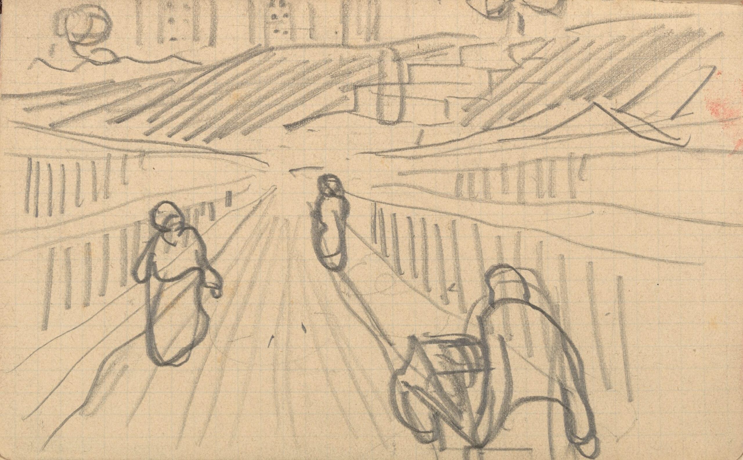 Figuren op een brug of weg (onderste deel) Vincent van Gogh (1853 - 1890), mei-juli 1890