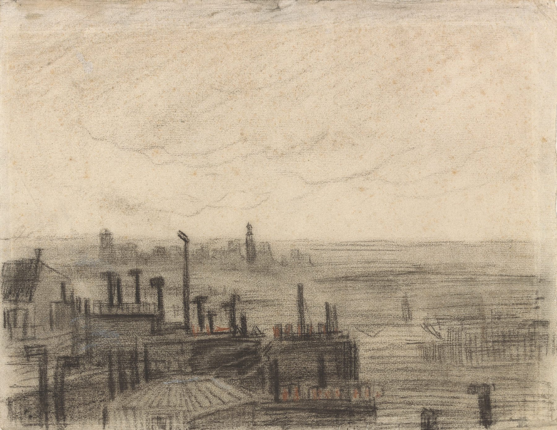 Gezicht op Parijs met Stadhuis en Tour-Saint-Jacques Vincent van Gogh (1853 - 1890), Parijs, maart-mei 1886
