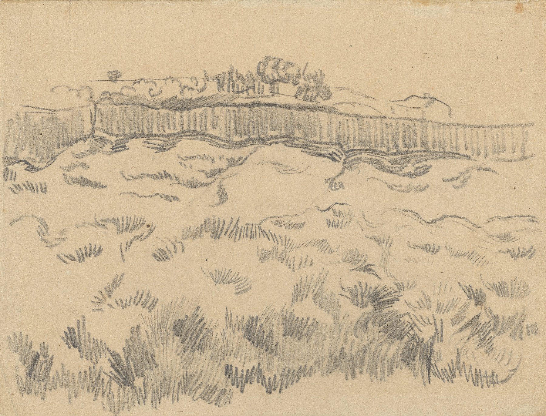 Het ommuurde korenveld Vincent van Gogh (1853 - 1890), Saint-Rémy-de-Provence, april-mei 1890