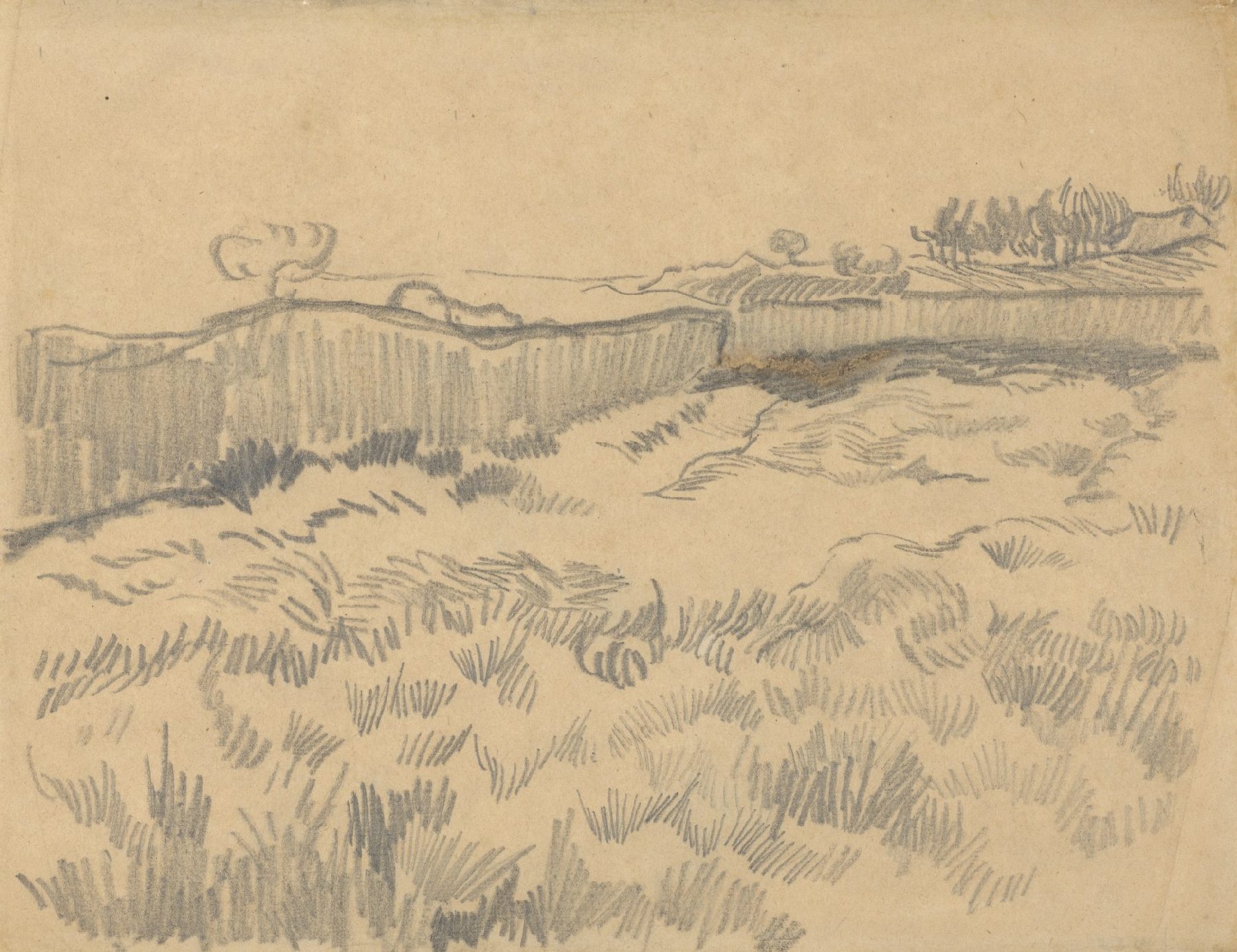 Het ommuurde korenveld Vincent van Gogh (1853 - 1890), Saint-Rémy-de-Provence, april-mei 1890