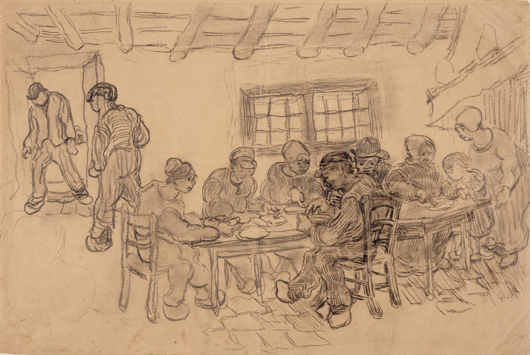 Interieur met tien figuren Vincent van Gogh (1853 - 1890), Saint-Rémy-de-Provence, maart-april 1890