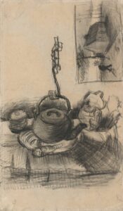 Ketel boven het vuur en een hut bij avond Vincent van Gogh (1853 - 1890), Nuenen, april 1885
