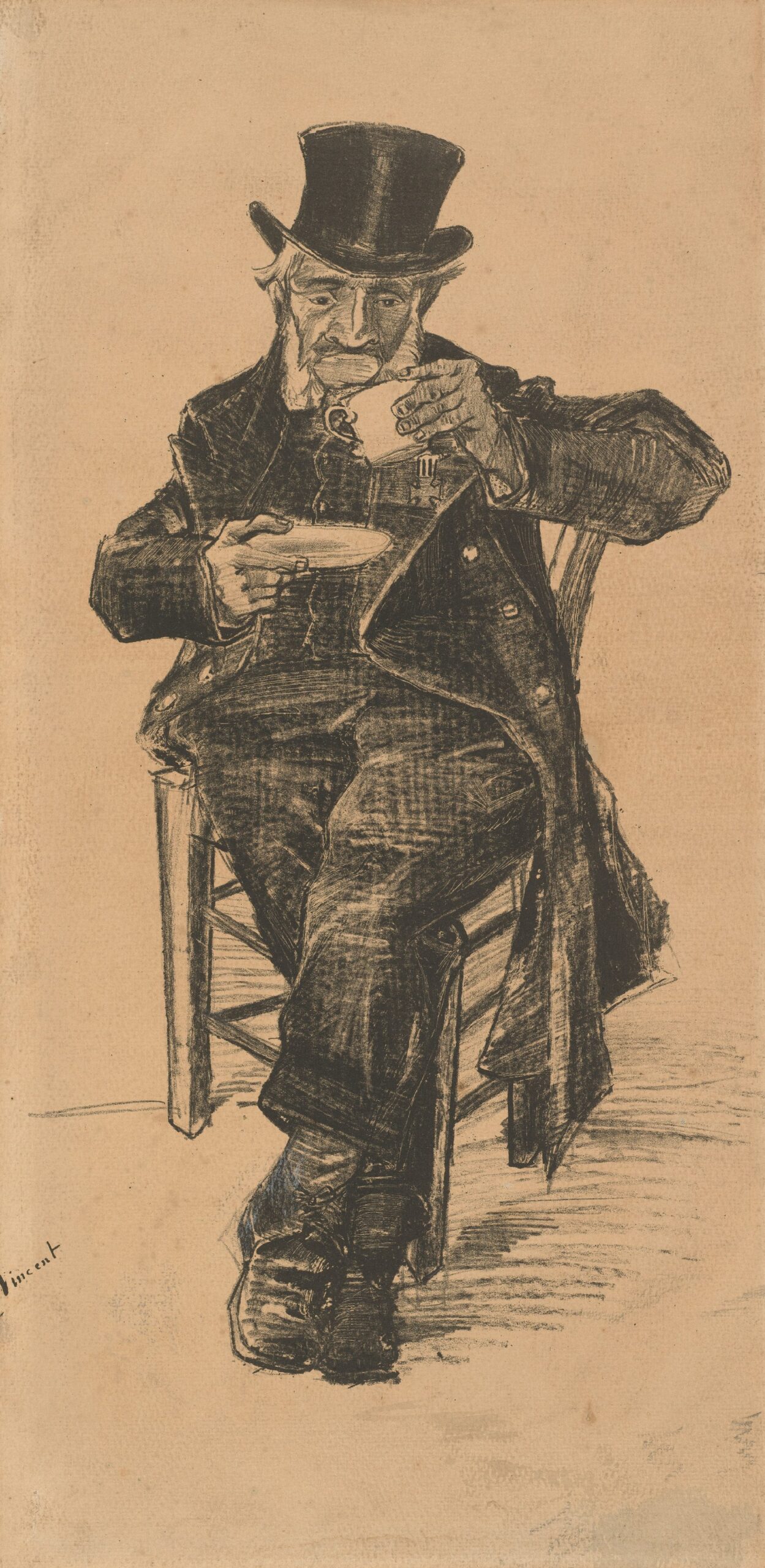 Koffiedrinkende oude man Vincent van Gogh (1853 - 1890), Den Haag, november 1882