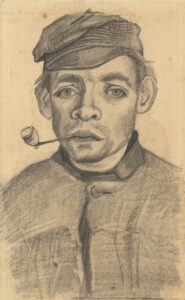 Kop van een jongeman met pijp Vincent van Gogh (1853 - 1890), Nuenen, december 1884-mei 1885