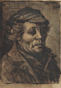 Kop van een man Vincent van Gogh (1853 - 1890), Nuenen, december 1884-januari 1885