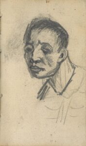 Kop van een man Vincent van Gogh (1853 - 1890), Nuenen, november 1884-september 1885