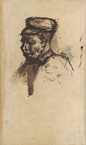 Kop van een man Vincent van Gogh (1853 - 1890), Nuenen, november 1884-september 1885