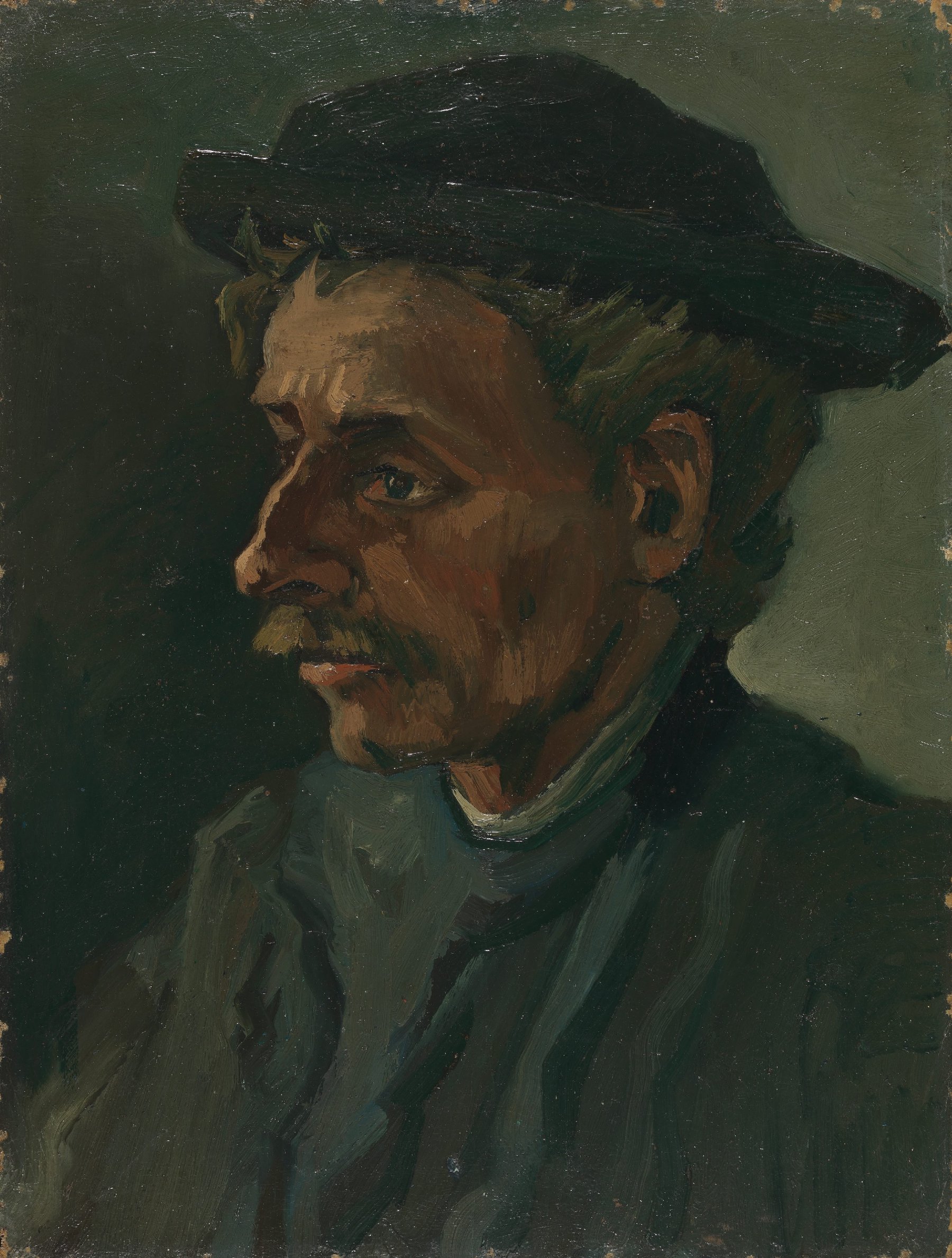 Kop van een man Vincent van Gogh (1853 - 1890), Nuenen, maart-mei 1885