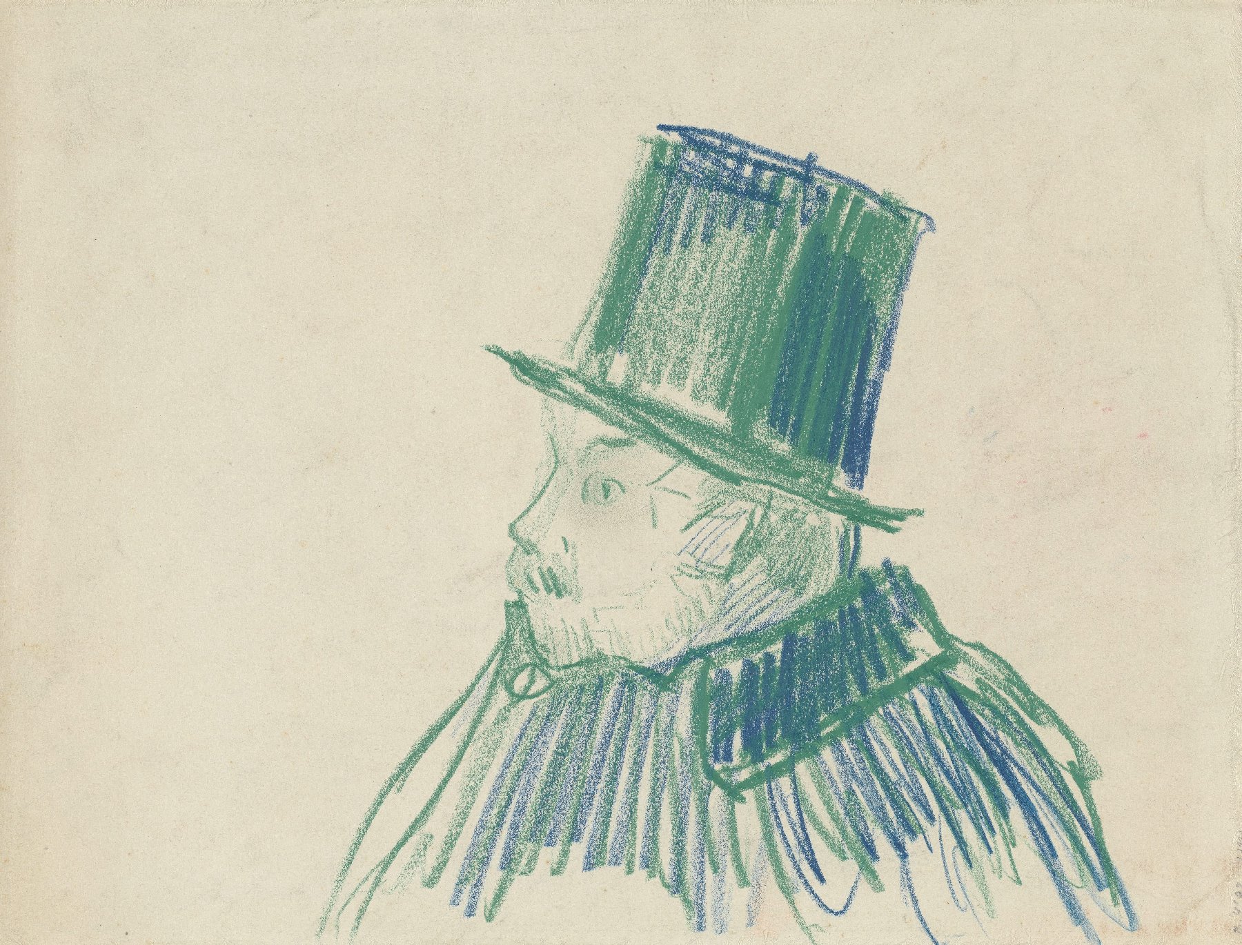 Kop van een man met hoed Vincent van Gogh (1853 - 1890), Parijs, januari-april 1887
