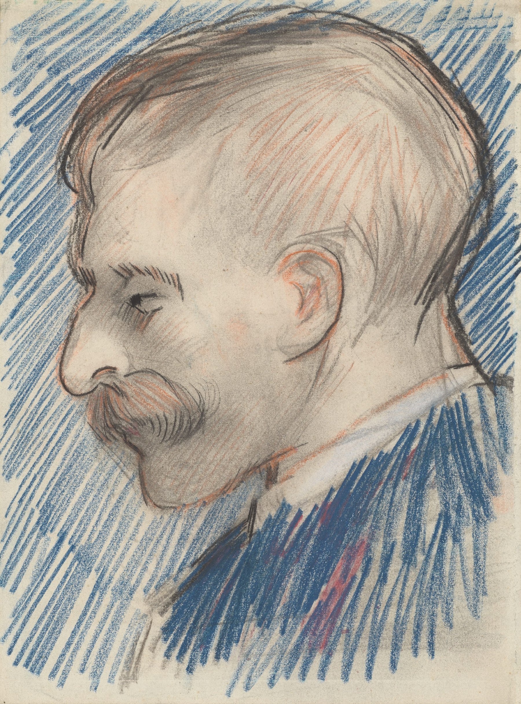 Kop van een man (vermoedelijk Theo van Gogh) Vincent van Gogh (1853 - 1890), Parijs, januari-april 1887
