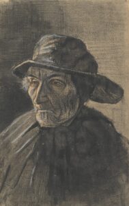 Kop van een visser met zuidwester Vincent van Gogh (1853 - 1890), Den Haag, januari 1883