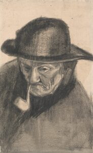 Kop van een visser met zuidwester Vincent van Gogh (1853 - 1890), Den Haag, januari 1883