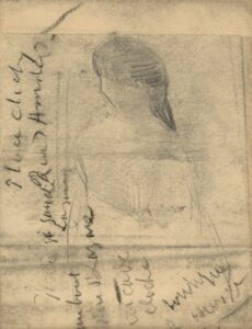 Kop van een vrouw en notities Vincent van Gogh (1853 - 1890), juni 1885-juni 1886