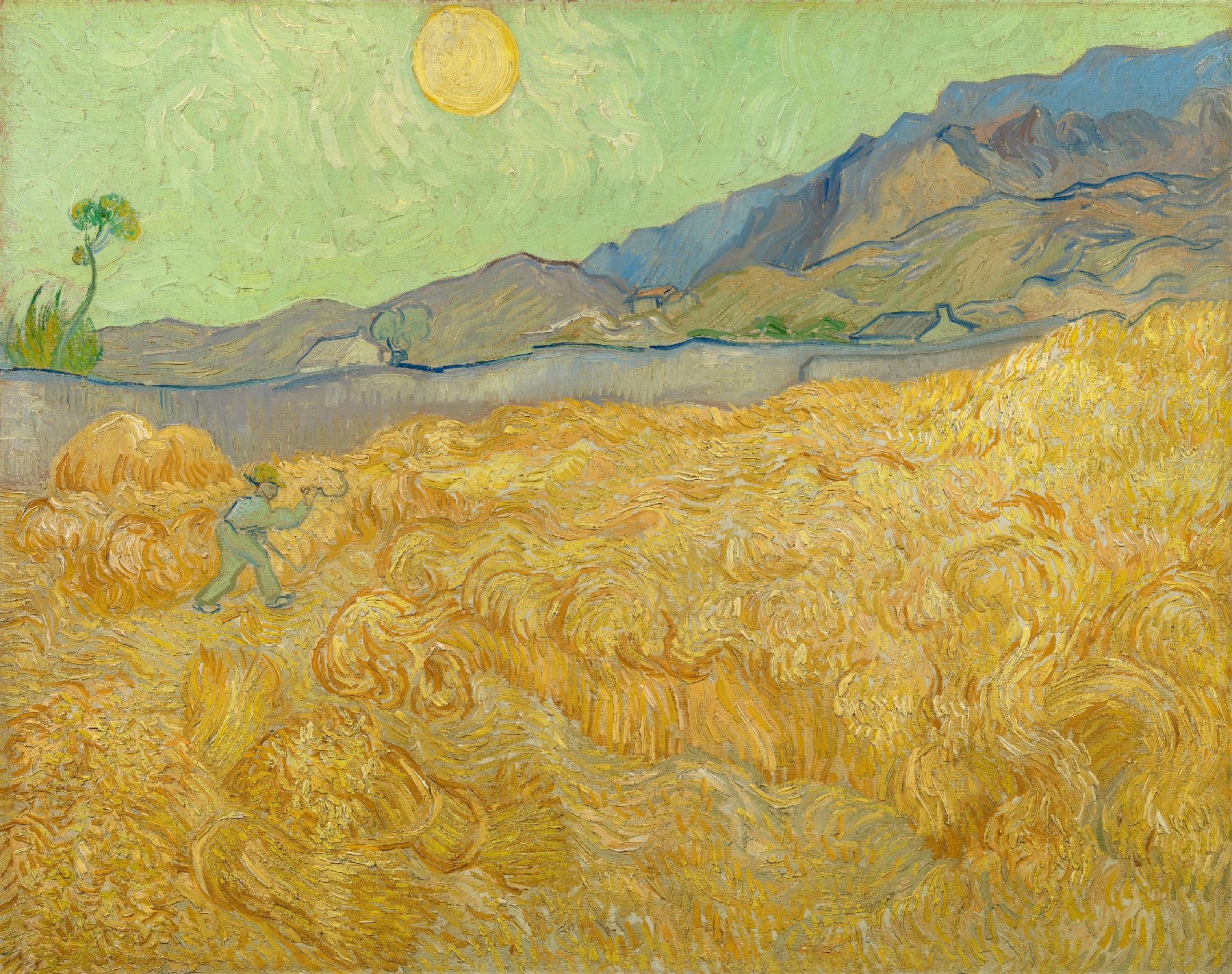 Korenveld met maaier Vincent van Gogh (1853 - 1890), Saint-Rémy-de-Provence, september 1889