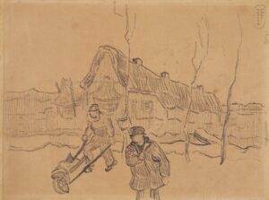 Landschap met een huis en twee mannen Vincent van Gogh (1853 - 1890), Saint-Rémy-de-Provence, maart-april 1890