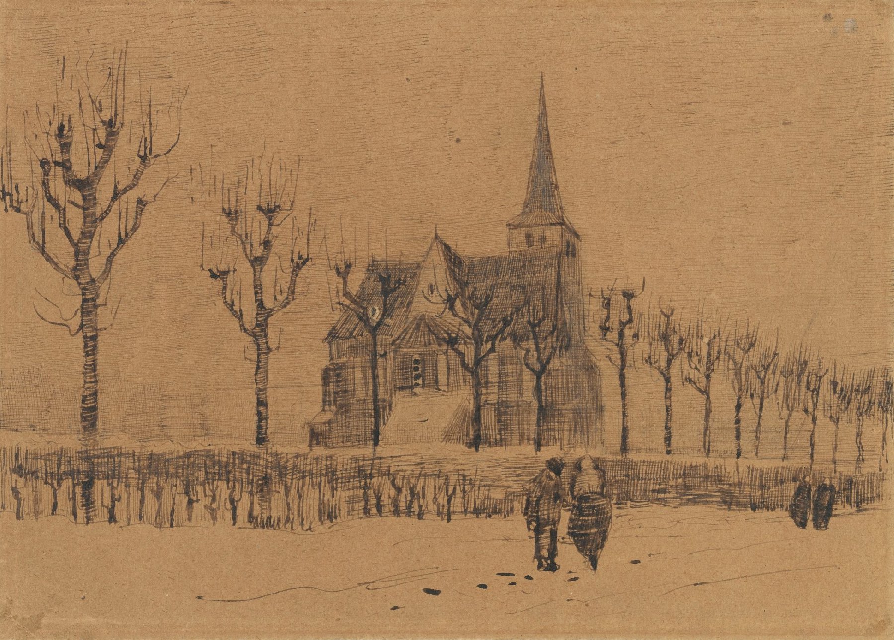 Landschap met kerk Vincent van Gogh (1853 - 1890), Nuenen, december 1883