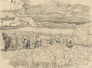 Landschap met oogstende boerinnen Vincent van Gogh (1853 - 1890), Auvers-sur-Oise, juli 1890