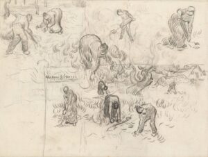 Op het land werkende figuren Vincent van Gogh (1853 - 1890), Saint-Rémy-de-Provence, maart-april 1890
