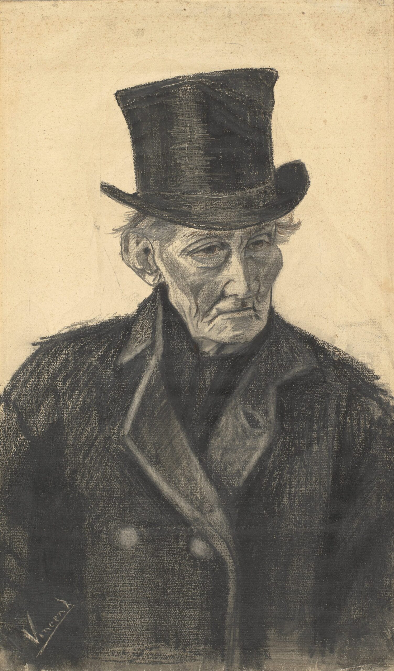 Oude man met hoge hoed Vincent van Gogh (1853 - 1890), Den Haag, december 1882-januari 1883