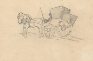 Paard met rijtuig Vincent van Gogh (1853 - 1890), Auvers-sur-Oise, juni 1890
