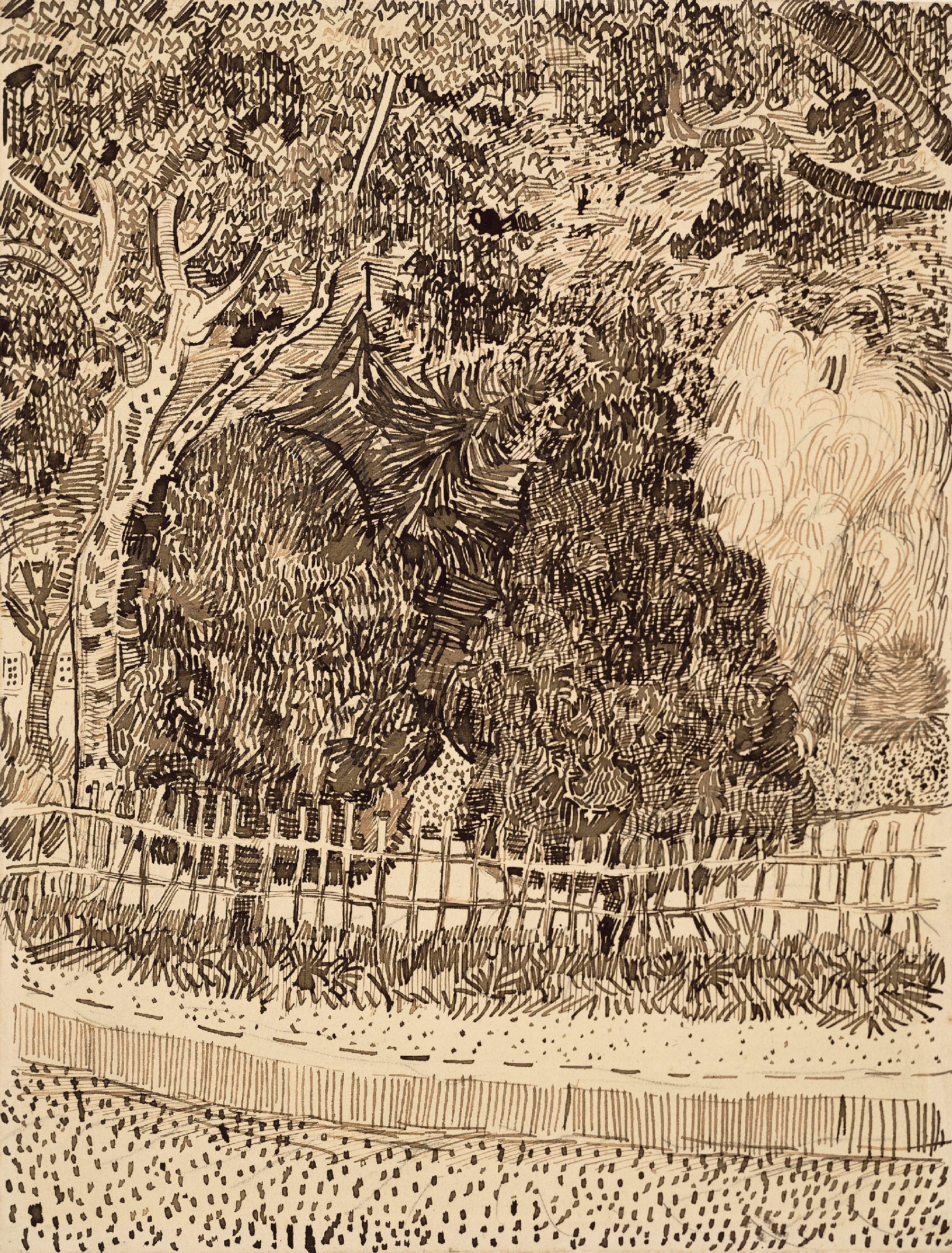 Park met hek Vincent van Gogh (1853 - 1890), Arles, september 1888