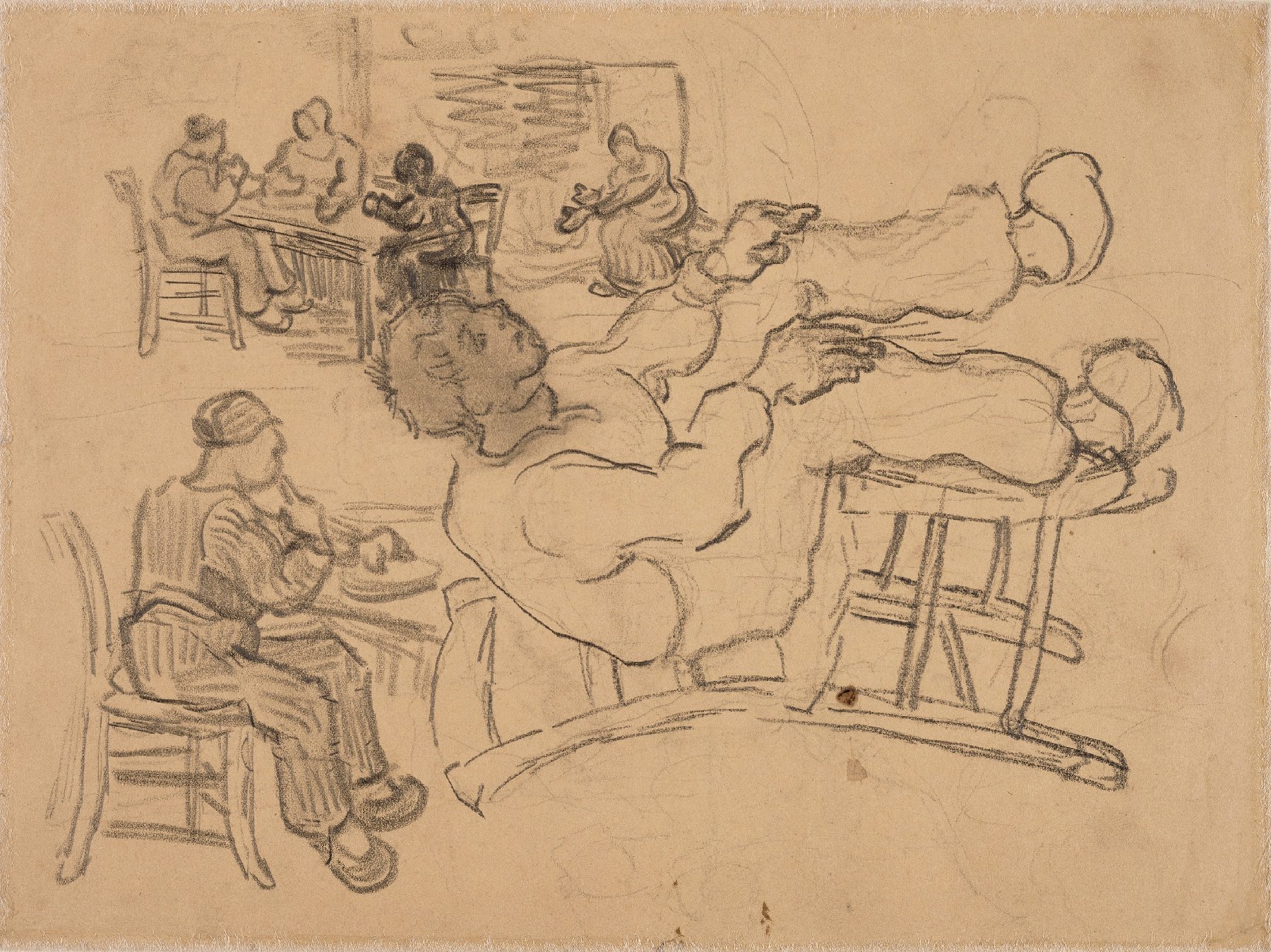 Schetsen van zittende figuren Vincent van Gogh (1853 - 1890), Saint-Rémy-de-Provence, maart-april 1890