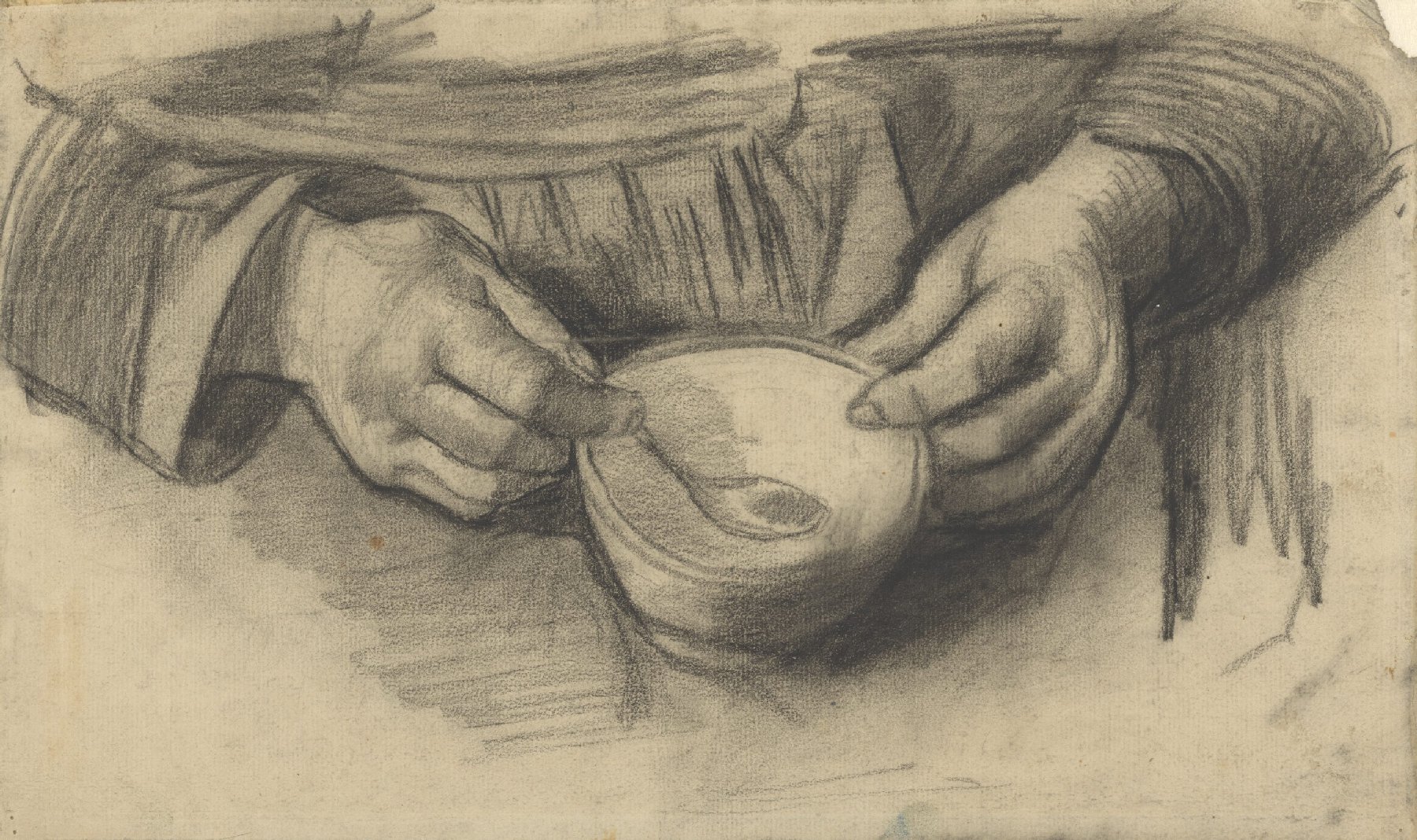Schoot met handen en kom Vincent van Gogh (1853 - 1890), Nuenen, december 1884-mei 1885
