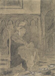 Slapende oude vrouw (naar Rops) Vincent van Gogh (1853 - 1890), Den Haag, c. 1873