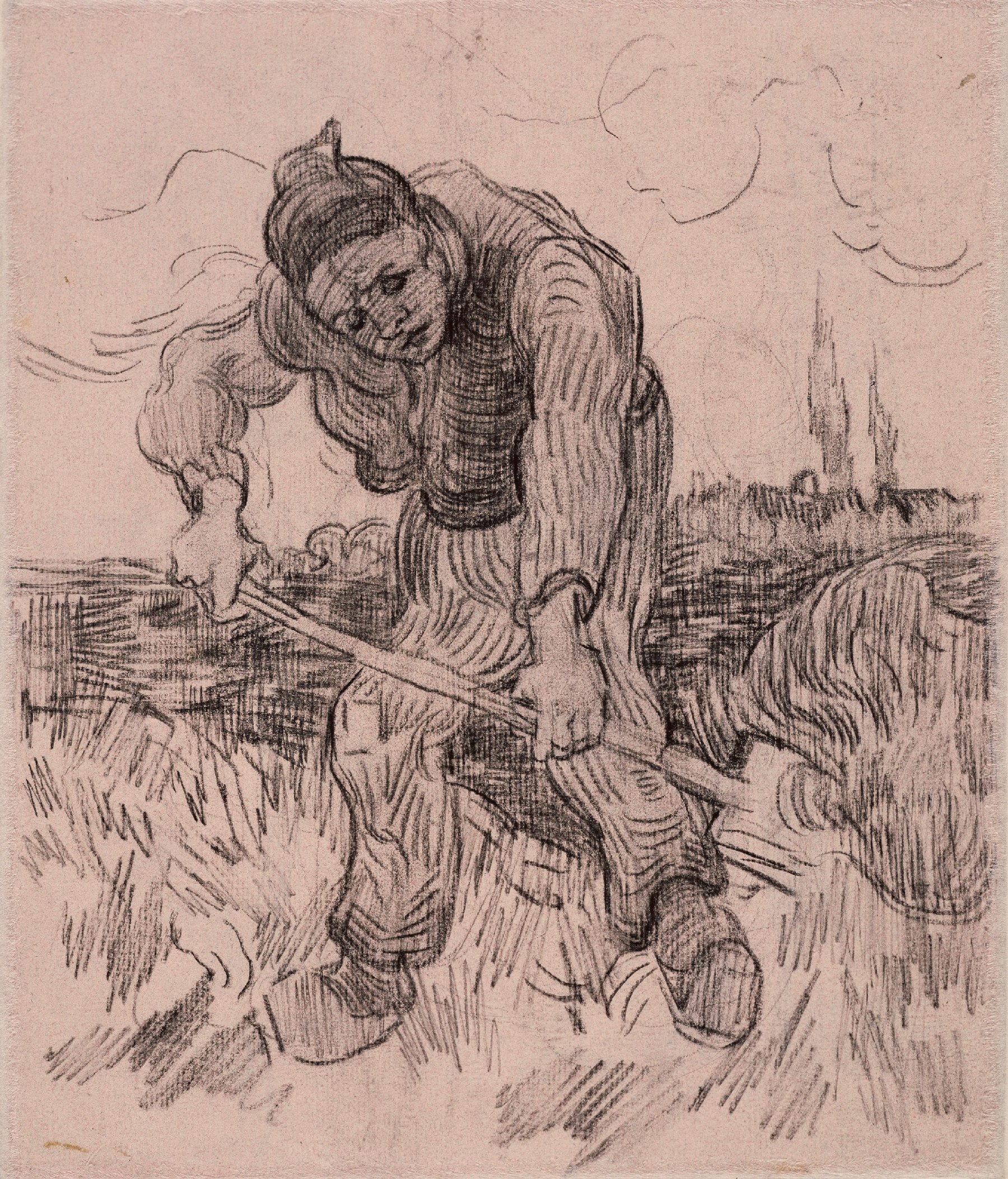 Spittende boer Vincent van Gogh (1853 - 1890), Saint-Rémy-de-Provence, maart-april 1890