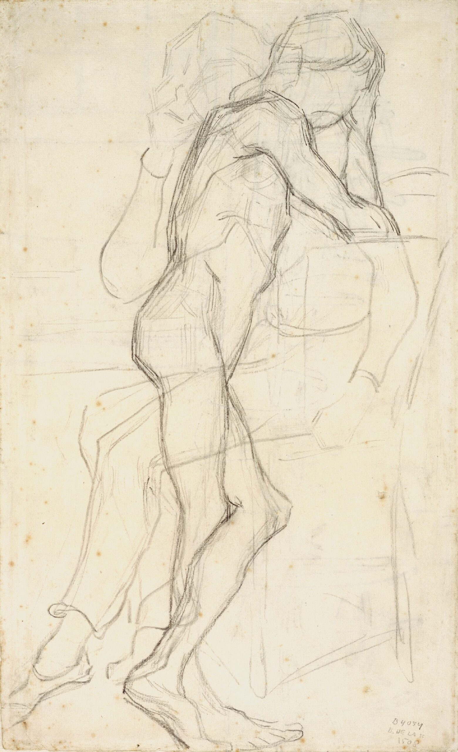 Staand mannelijk naakt en zittende figuur (naar Bargue) Vincent van Gogh (1853 - 1890), Auvers-sur-Oise, juni 1890