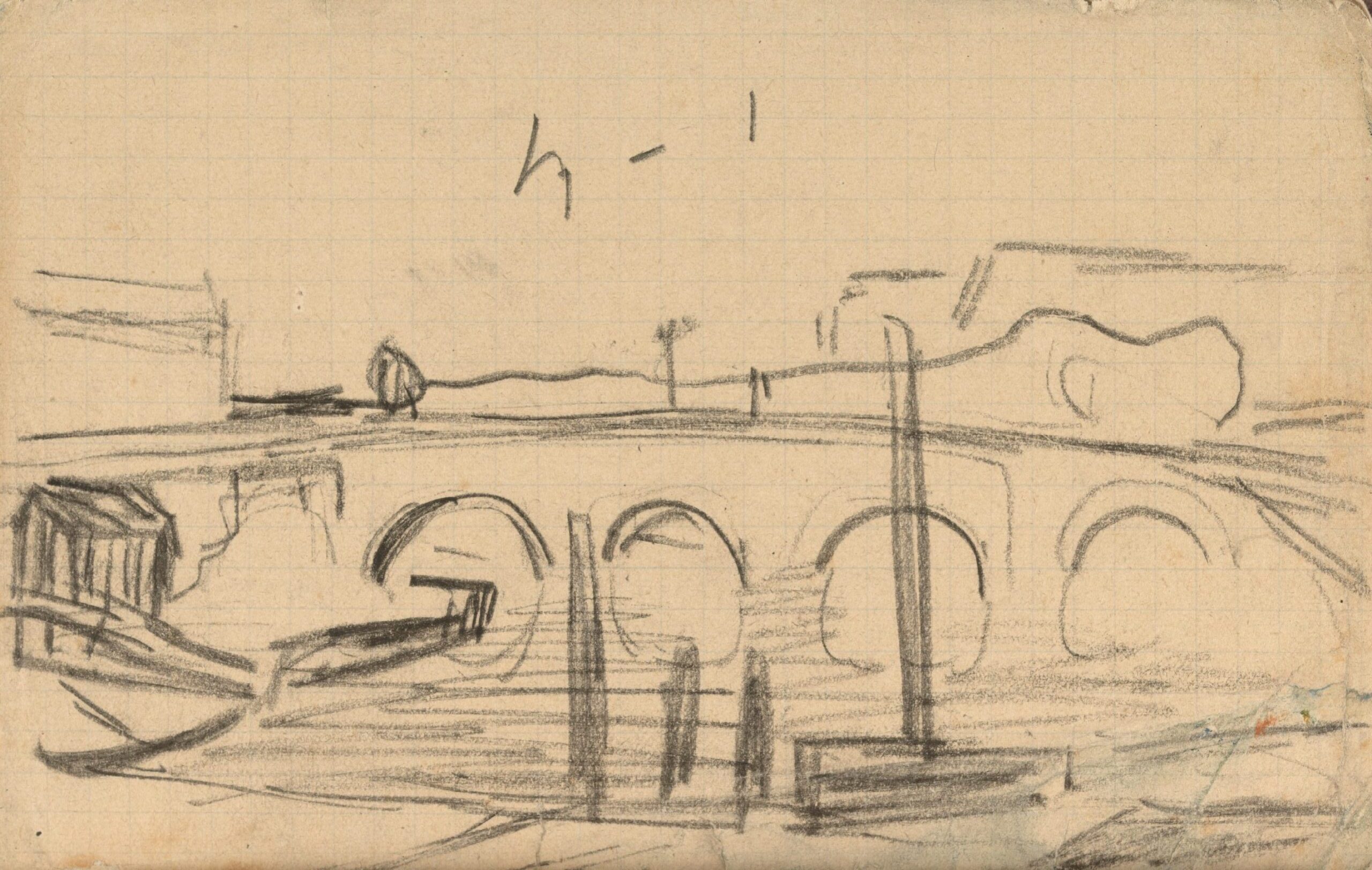 Stadsgezicht met brug Vincent van Gogh (1853 - 1890), mei of juli 1890