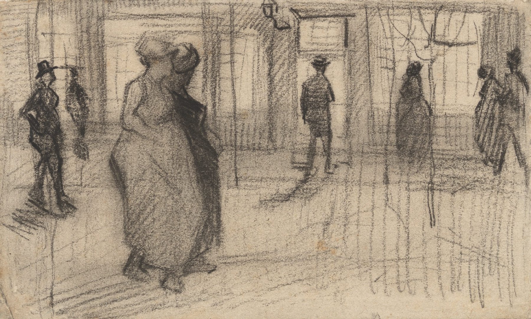 Straat met figuren bij avond Vincent van Gogh (1853 - 1890), Parijs, maart-mei 1886