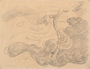 Studie van een boomstam en wolken Vincent van Gogh (1853 - 1890), Saint-Rémy-de-Provence, maart-april 1890