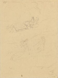 Studie van paarden en boeren Vincent van Gogh (1853 - 1890), Saint-Rémy-de-Provence, september 1889