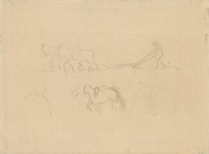 Studie van paarden en een boer Vincent van Gogh (1853 - 1890), Saint-Rémy-de-Provence, september 1889