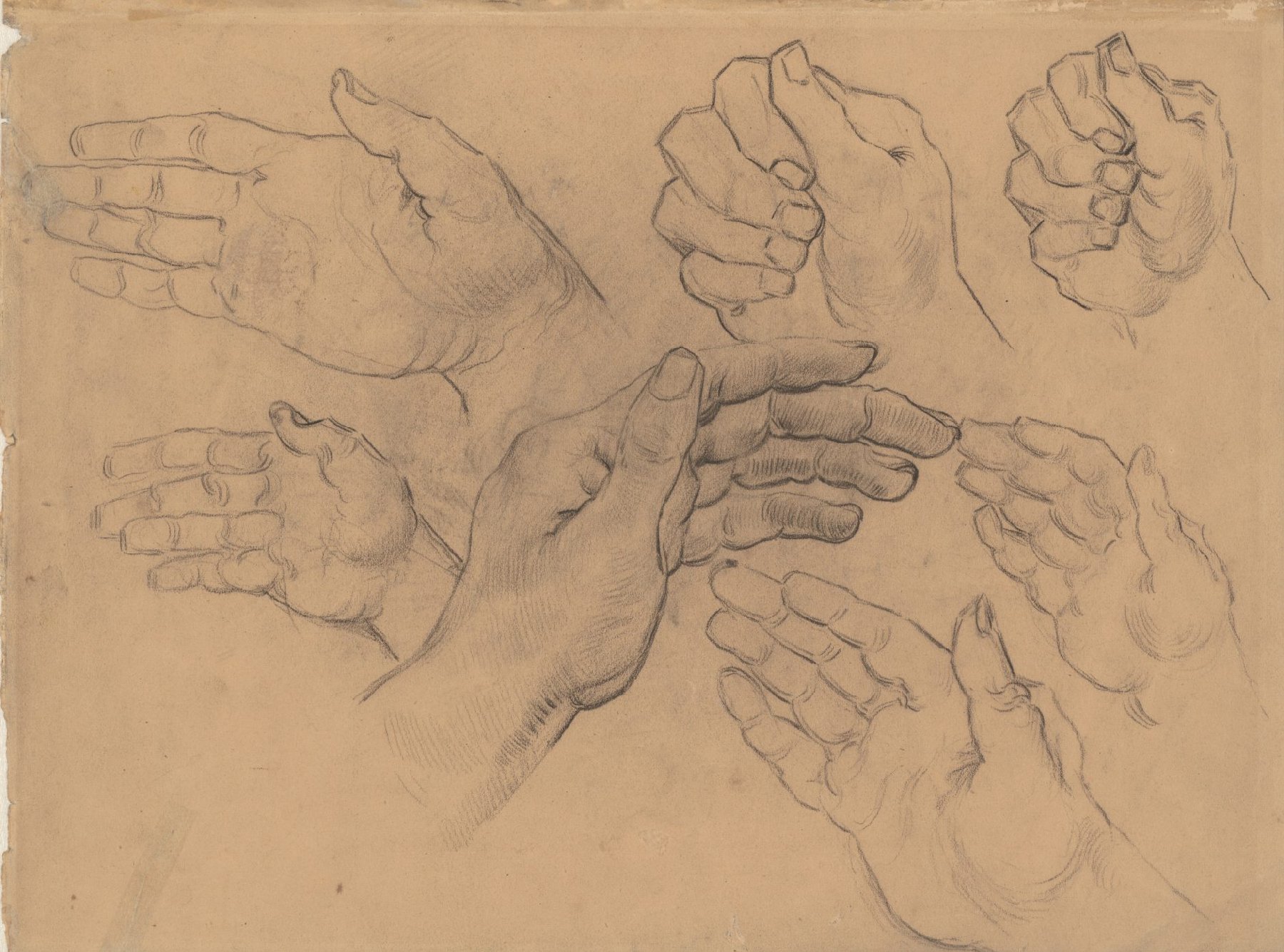 Studies van een hand Vincent van Gogh (1853 - 1890), Saint-Rémy-de-Provence, maart-april 1890